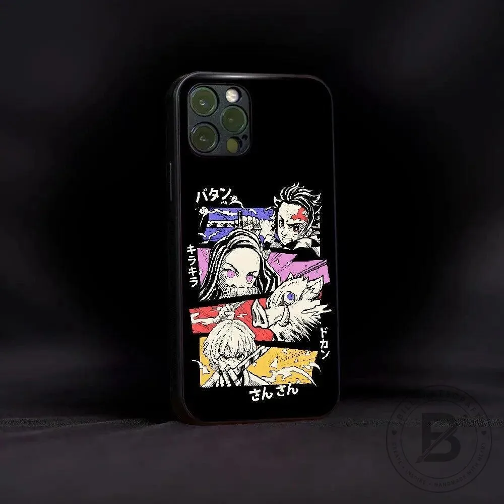 Demon Slayer Anime Manga Characters Black Phone Case for iPhone