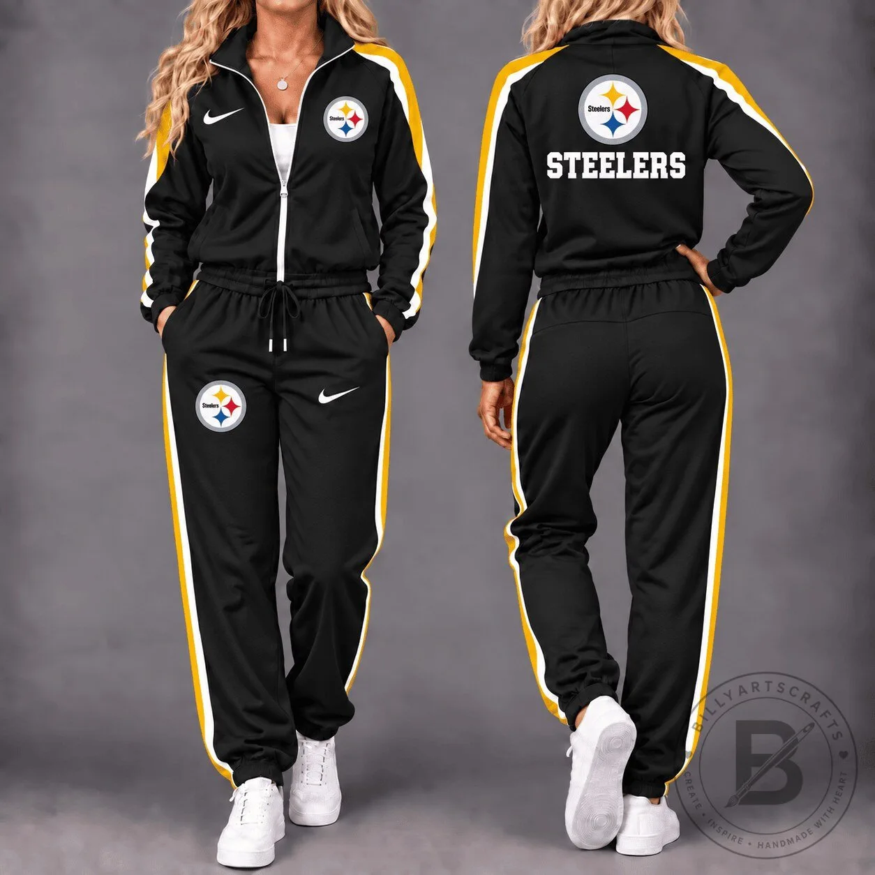 Pittsburgh Steelers NFL Team Logo Black and Yellow Tracksuit Set