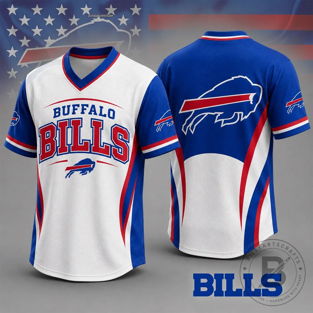 Buffalo Bills NFL Team Spirit V-Neck Baseball Jersey for Men