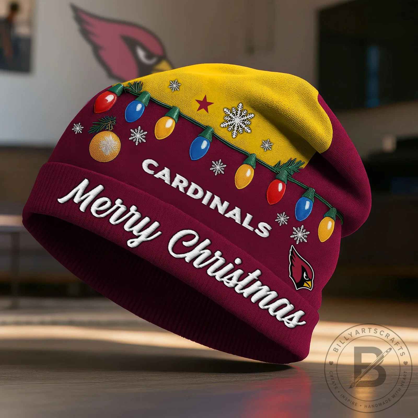 Arizona Cardinals Merry Christmas Holiday Beanie Hat