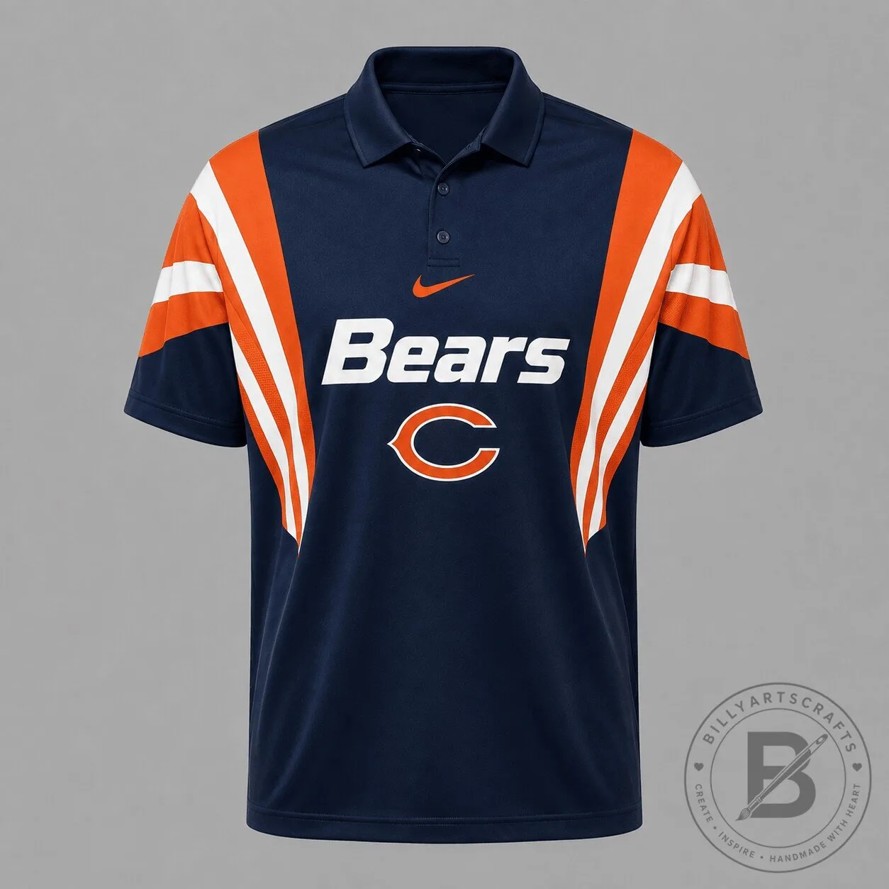 Chicago Bears Nike Inspired Navy Blue NFL Football Fan Polo Shirt