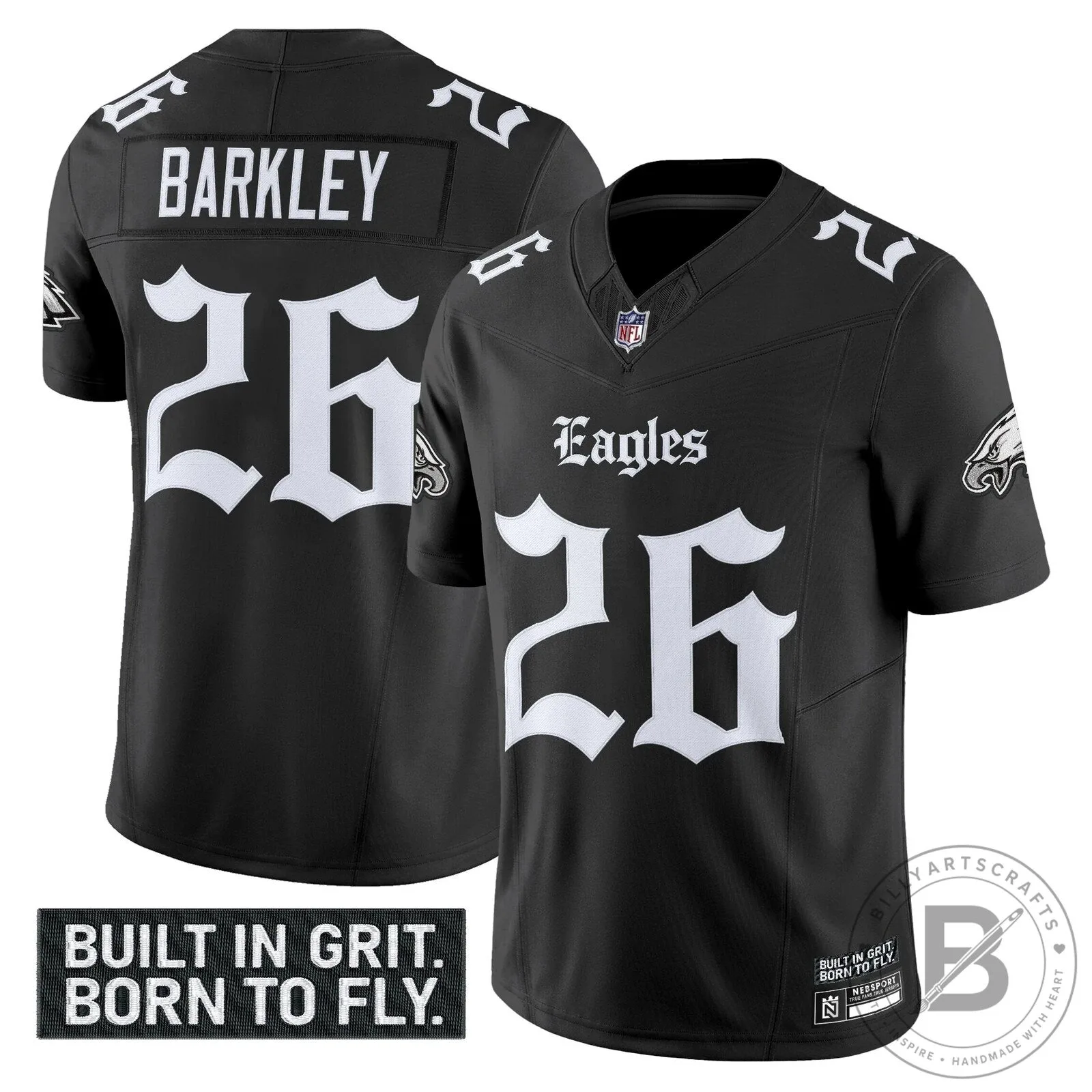Philly Eagles Saquon Barkley Black Gothic Football Jersey