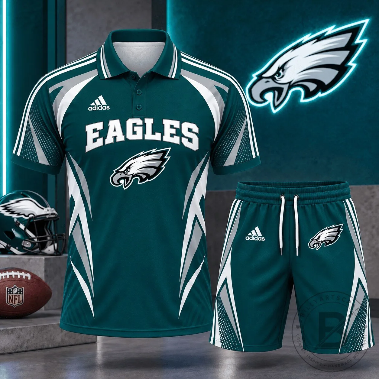 Philadelphia Eagles NFL Football Team Polo Shirt and Shorts Set