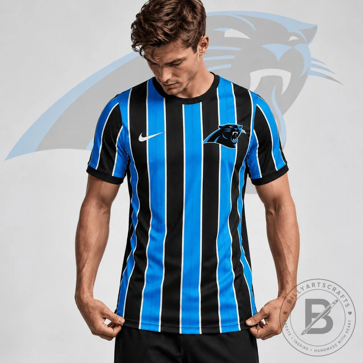 Carolina Panthers National Football League Team Crest Vertical Stripe Performance Jersey