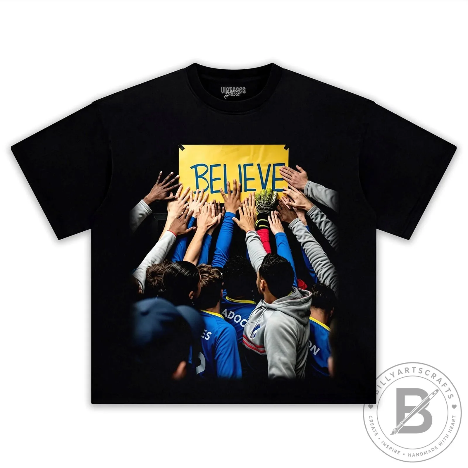 Ted Lasso Believe Sign Football Team Black Graphic T-Shirt