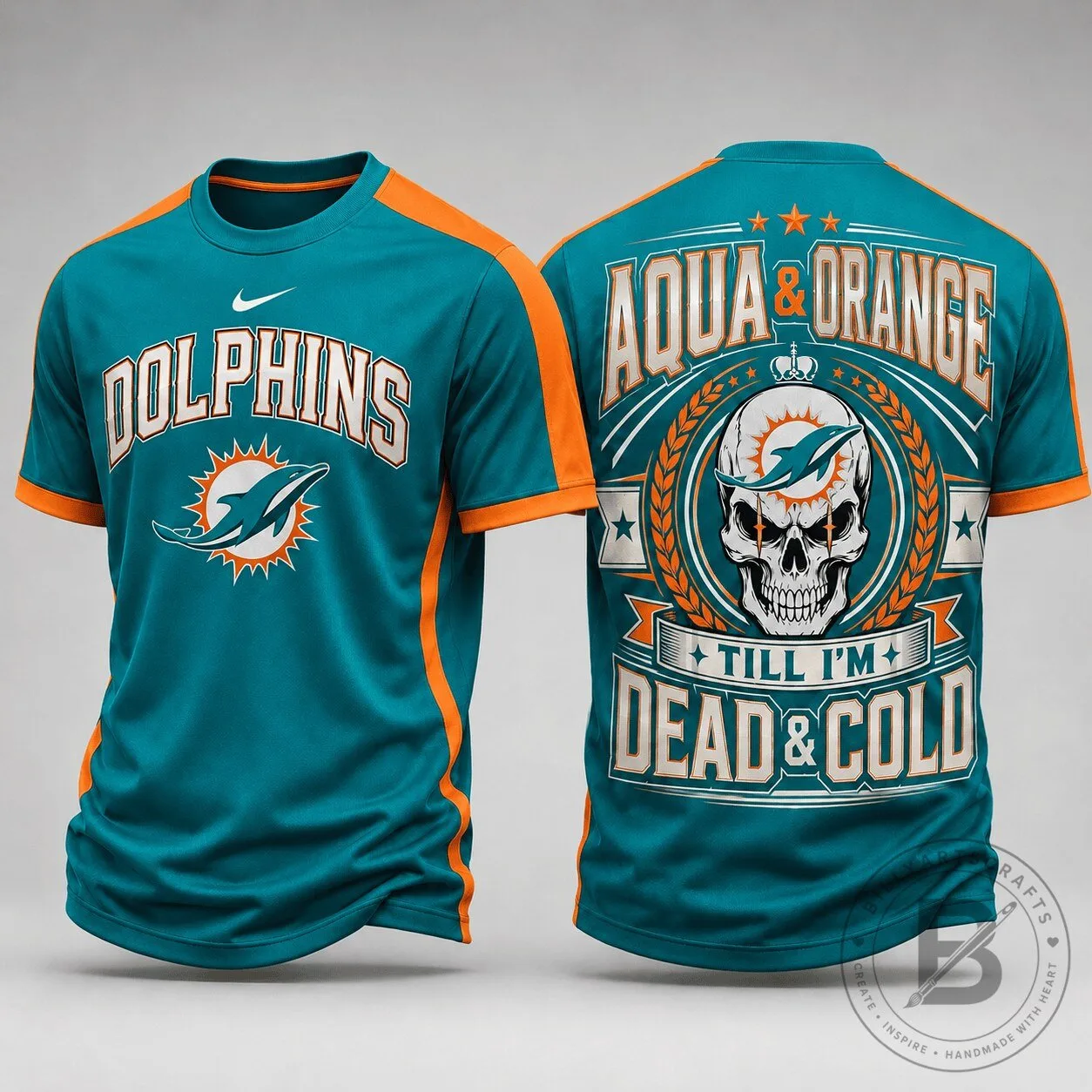 Aqua and Orange Miami Dolphins T-Shirt, NFL Fan Tee for Lifelong Supporters
