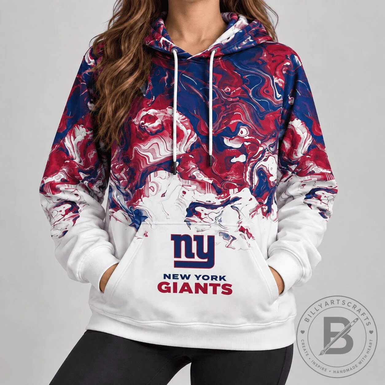 New York Giants NFL Football Team Colors Lava Flow Pattern Hoodie