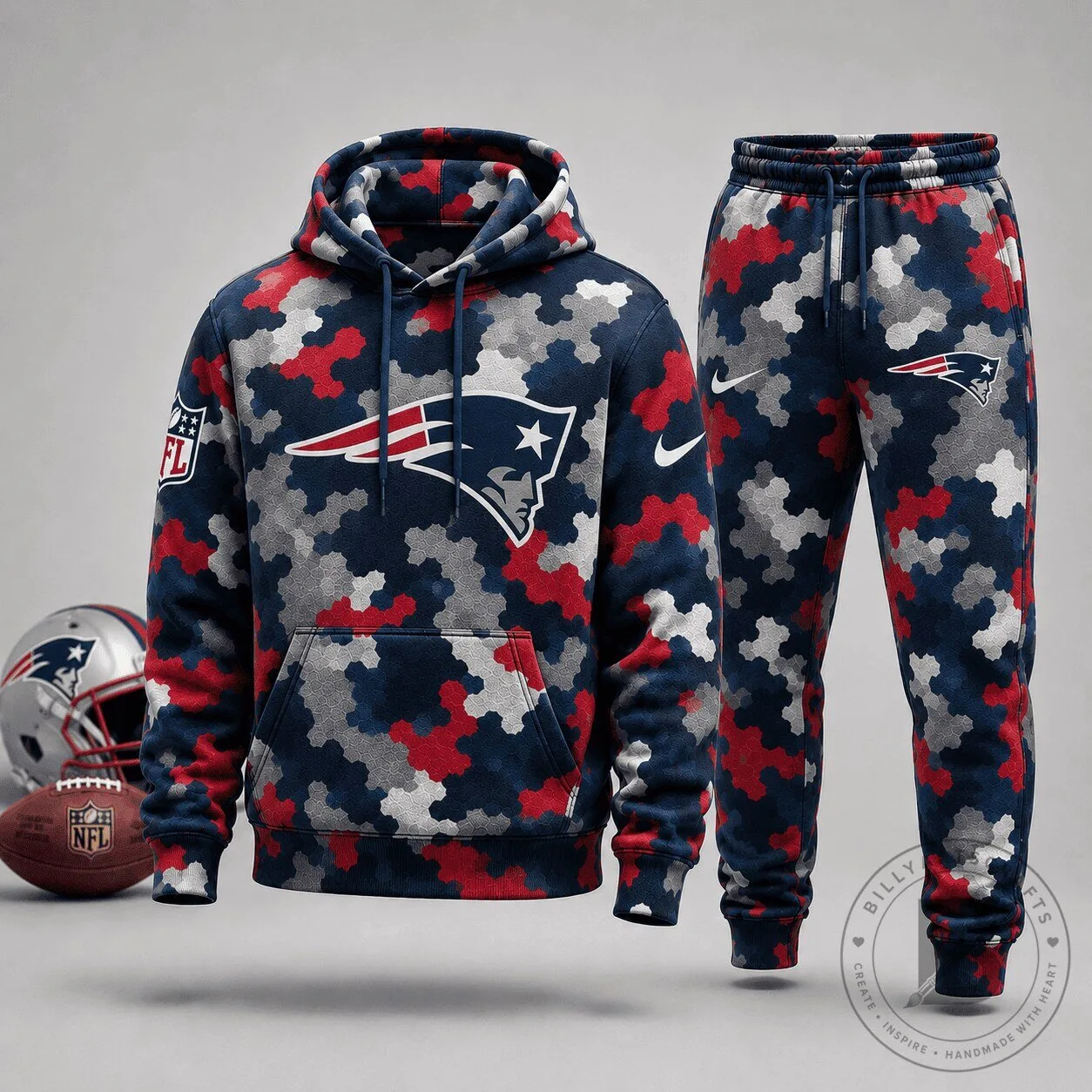 New England Patriots National Football League Camouflage Hoodie and Jogger Set