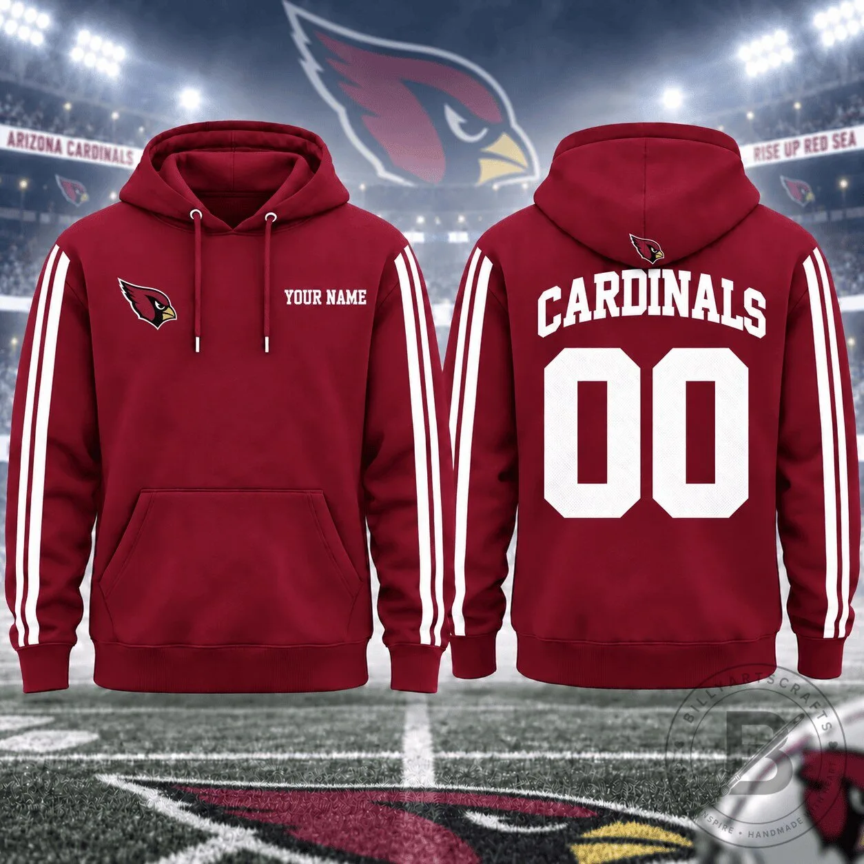 Personalized Arizona Cardinals Hoodie with Name and Number for Football Fans