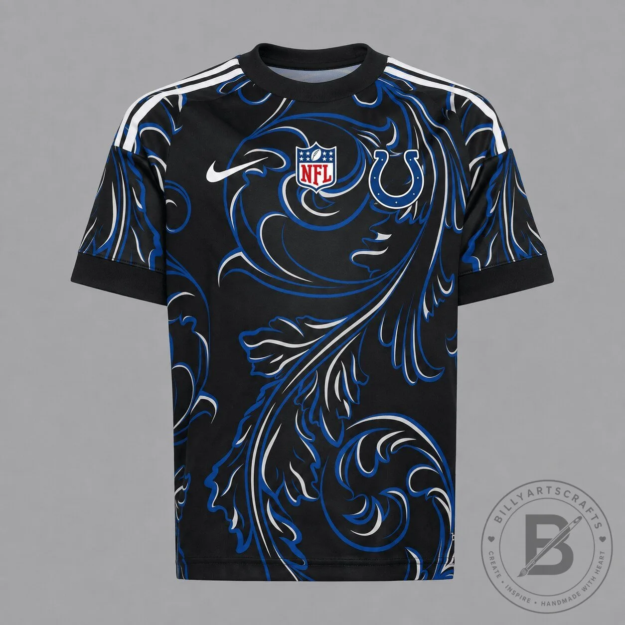 Indianapolis Colts NFL Football Team Black and Blue Floral Print Jersey
