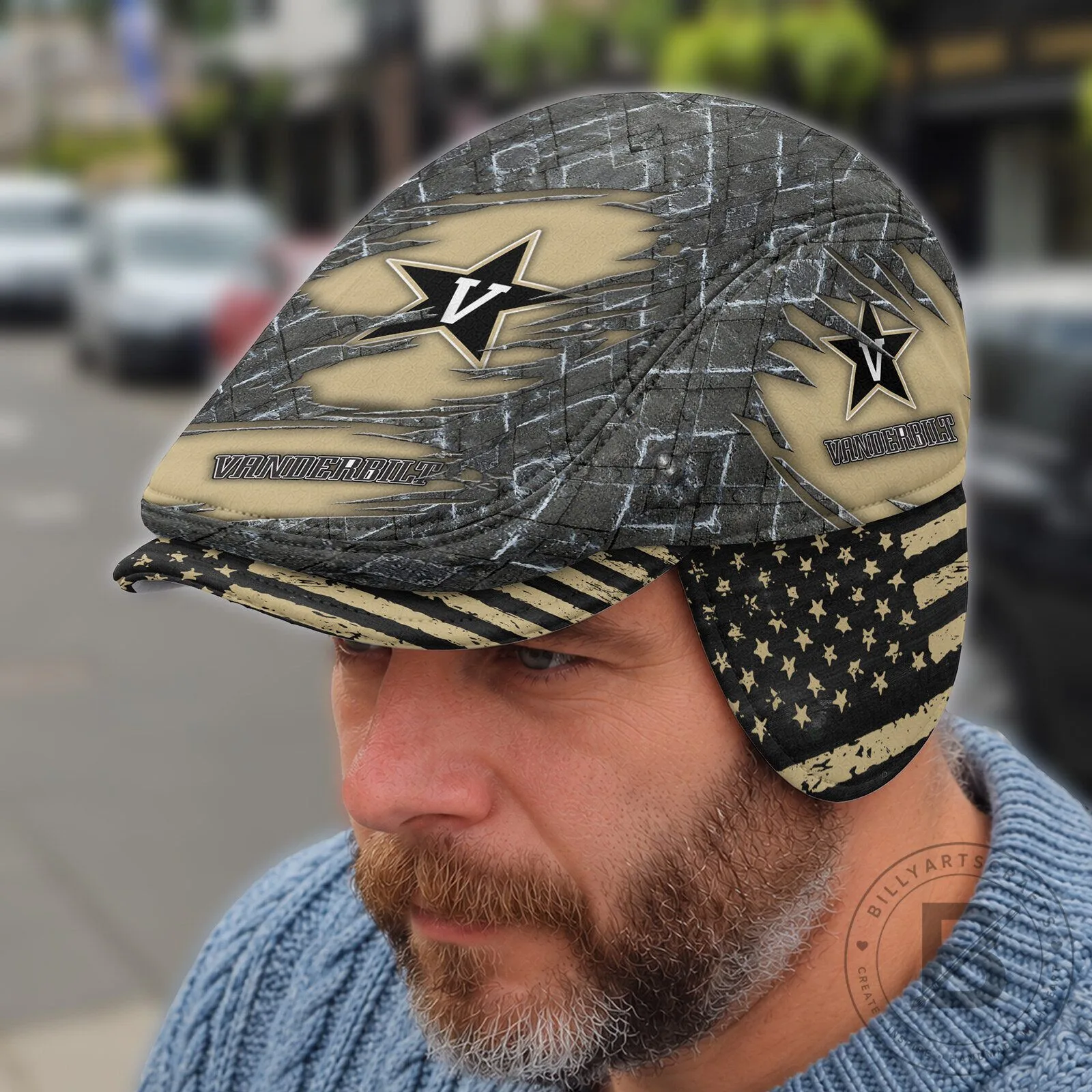 NCAA Foldable Ear Flaps Flat Cap for Vanderbilt Commodores