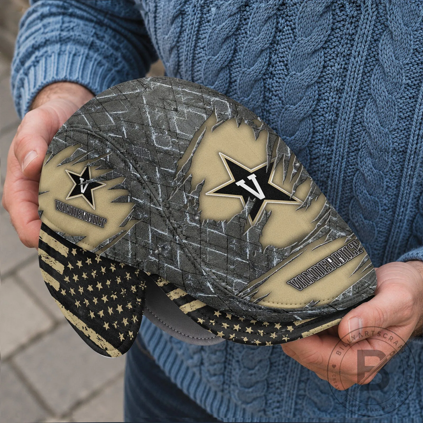 NCAA Foldable Ear Flaps Flat Cap for Vanderbilt Commodores 10 NCAA Foldable Ear Flaps Flat Cap for Vanderbilt Commodores