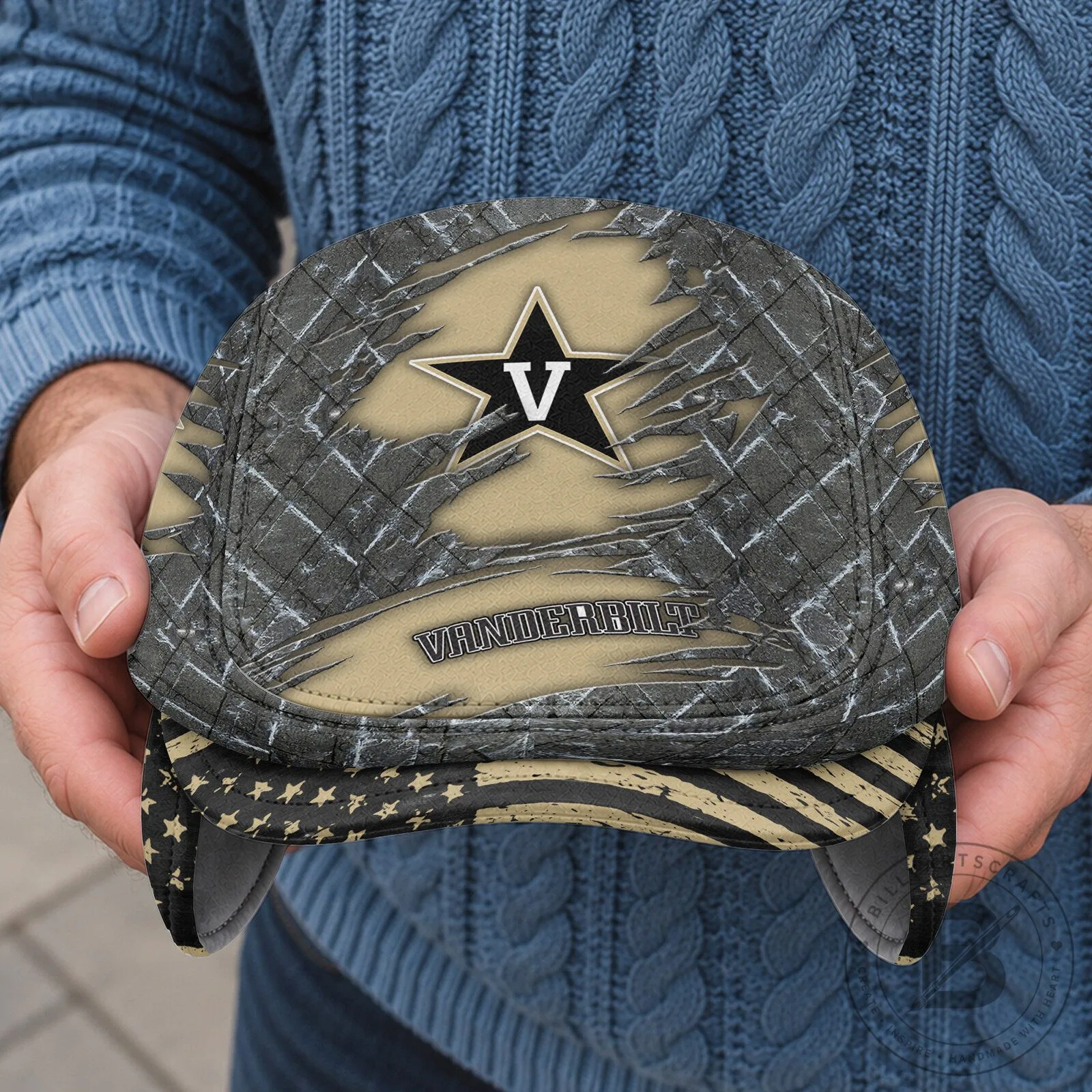NCAA Foldable Ear Flaps Flat Cap for Vanderbilt Commodores 11 NCAA Foldable Ear Flaps Flat Cap for Vanderbilt Commodores