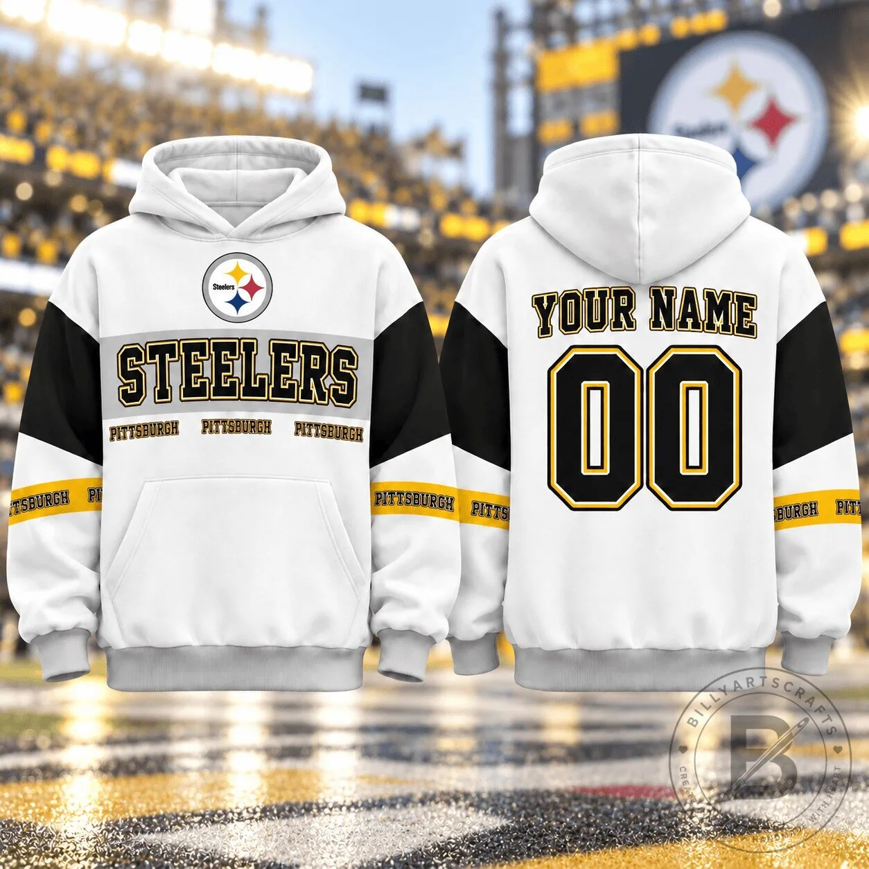 Pittsburgh Steelers Personalized Gridiron Heritage Varsity Hoodie