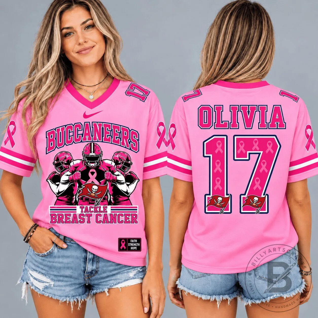 Tampa Bay Buccaneers Pink Ribbon Breast Cancer Awareness Football Jersey