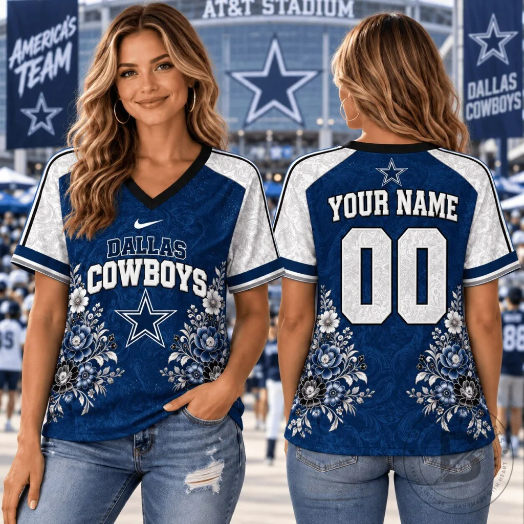 Dallas Cowboys Shirt Personalized Floral V-Neck T-Shirt 39 Dallas Cowboys Shirt Personalized Floral V-Neck T-Shirt