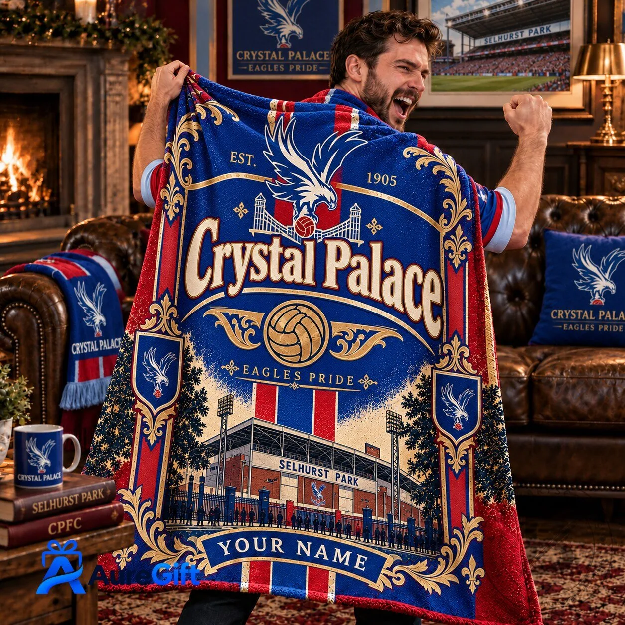 Crystal Palace Football Club Personalized Fleece Blanket