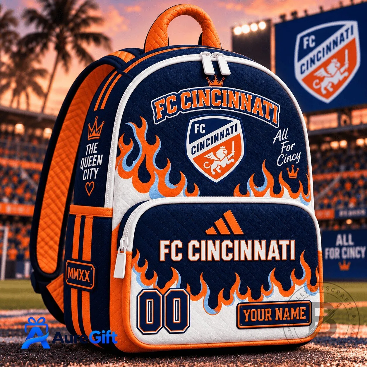 FC Cincinnati MLS Personalized Quilted Backpack