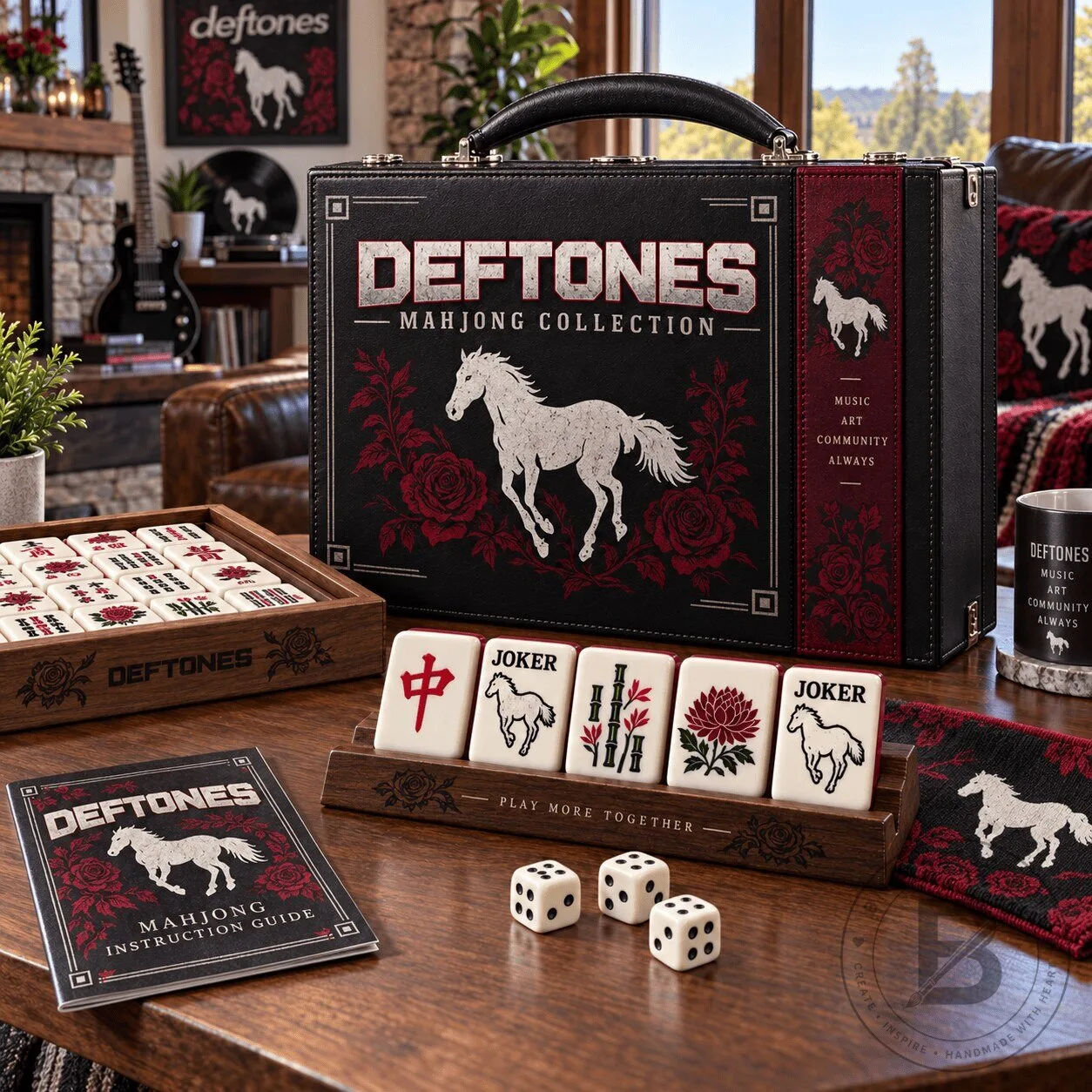 Deftones White Pony Mahjong Game Set with Instruction Guide and Dice
