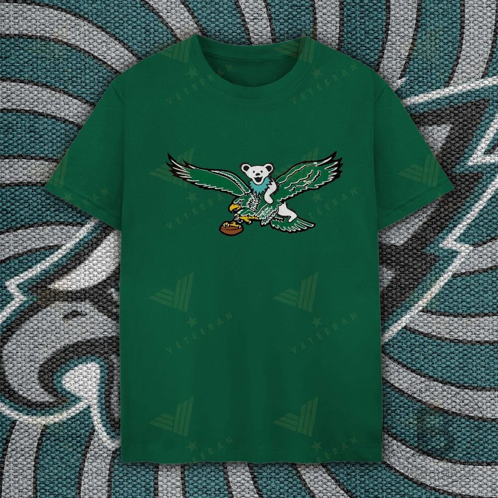 Philadelphia Football Grateful Dead Bears Eagles Fan Green T-Shirt