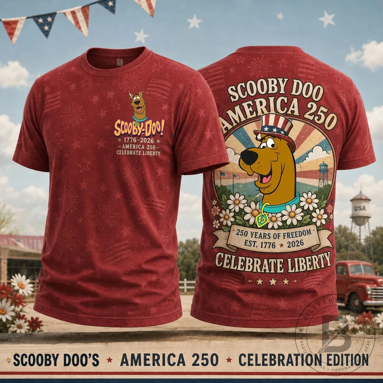 Fourth of July Scooby Doo America 250 Celebrate Liberty Patriotic T-Shirt