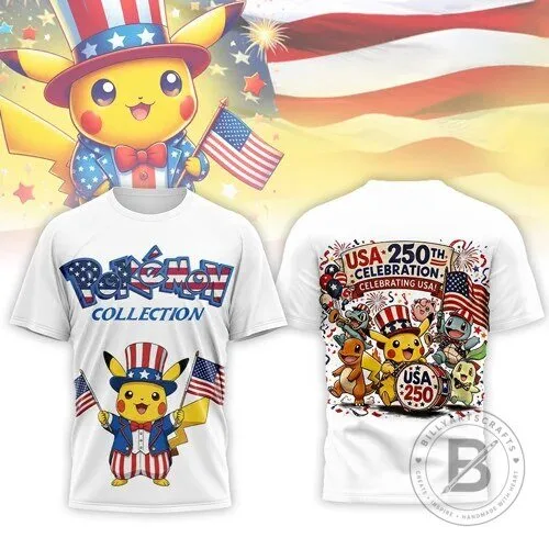 Fourth of July Pokemon Pikachu Uncle Sam Patriotic T-Shirt