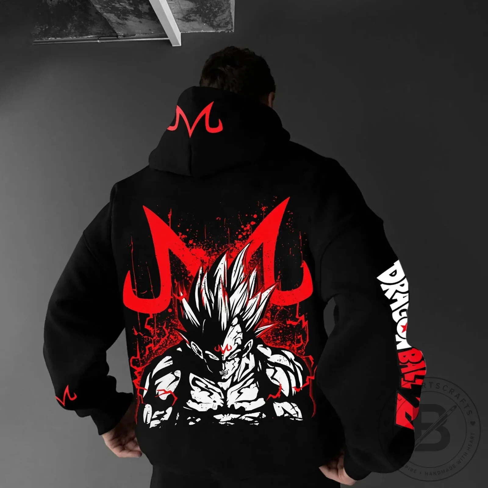 Dragon Ball Z Vegeta Majin Anime Graphic Black Pullover Hoodie