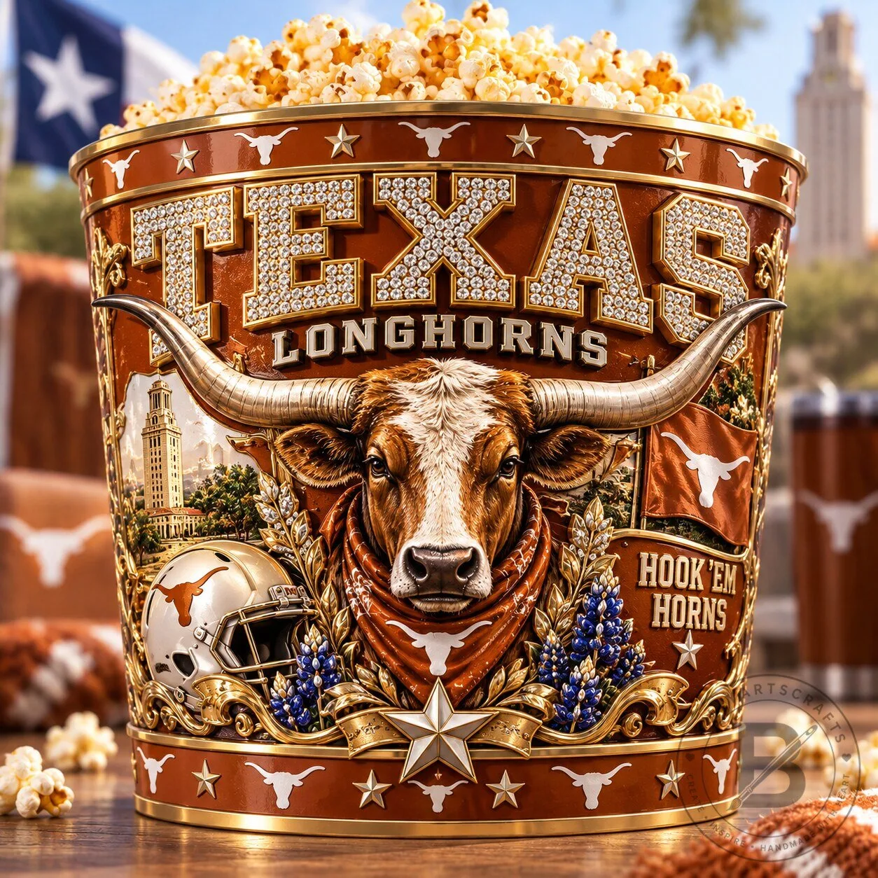 Texas Longhorns Hook 'Em Horns Premium Popcorn Bucket