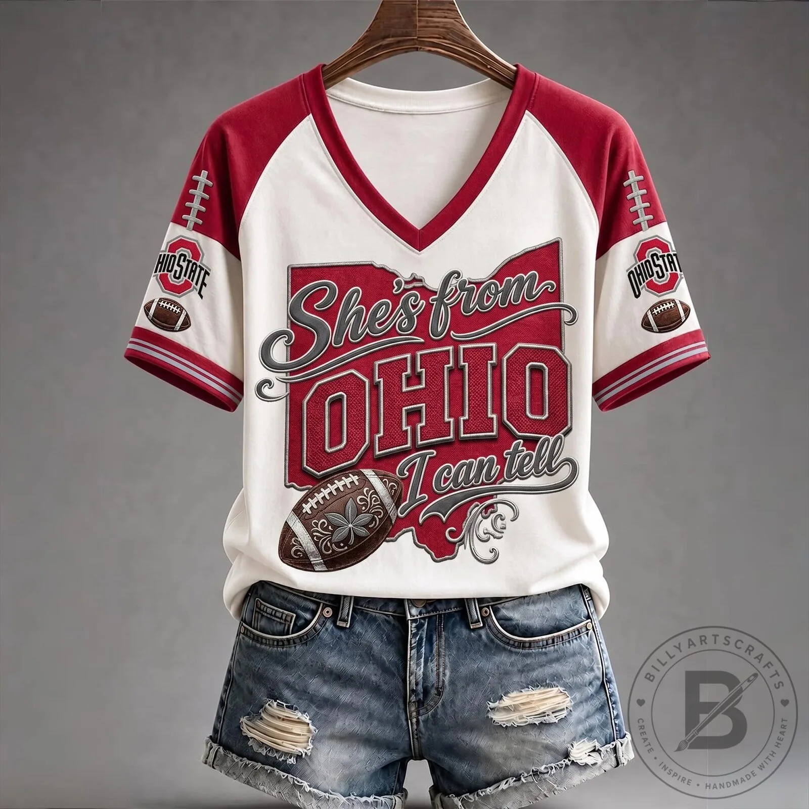 Ohio State Buckeyes She's From Ohio I Can Tell Football T-Shirt