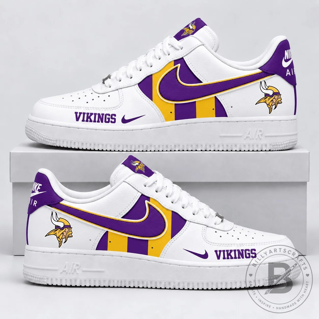 Minnesota Vikings NFL Team Logo White and Purple Custom Sneakers