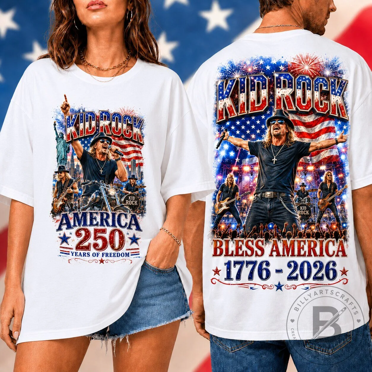 Kid Rock America 250 Years of Freedom Patriotic Concert T-Shirt