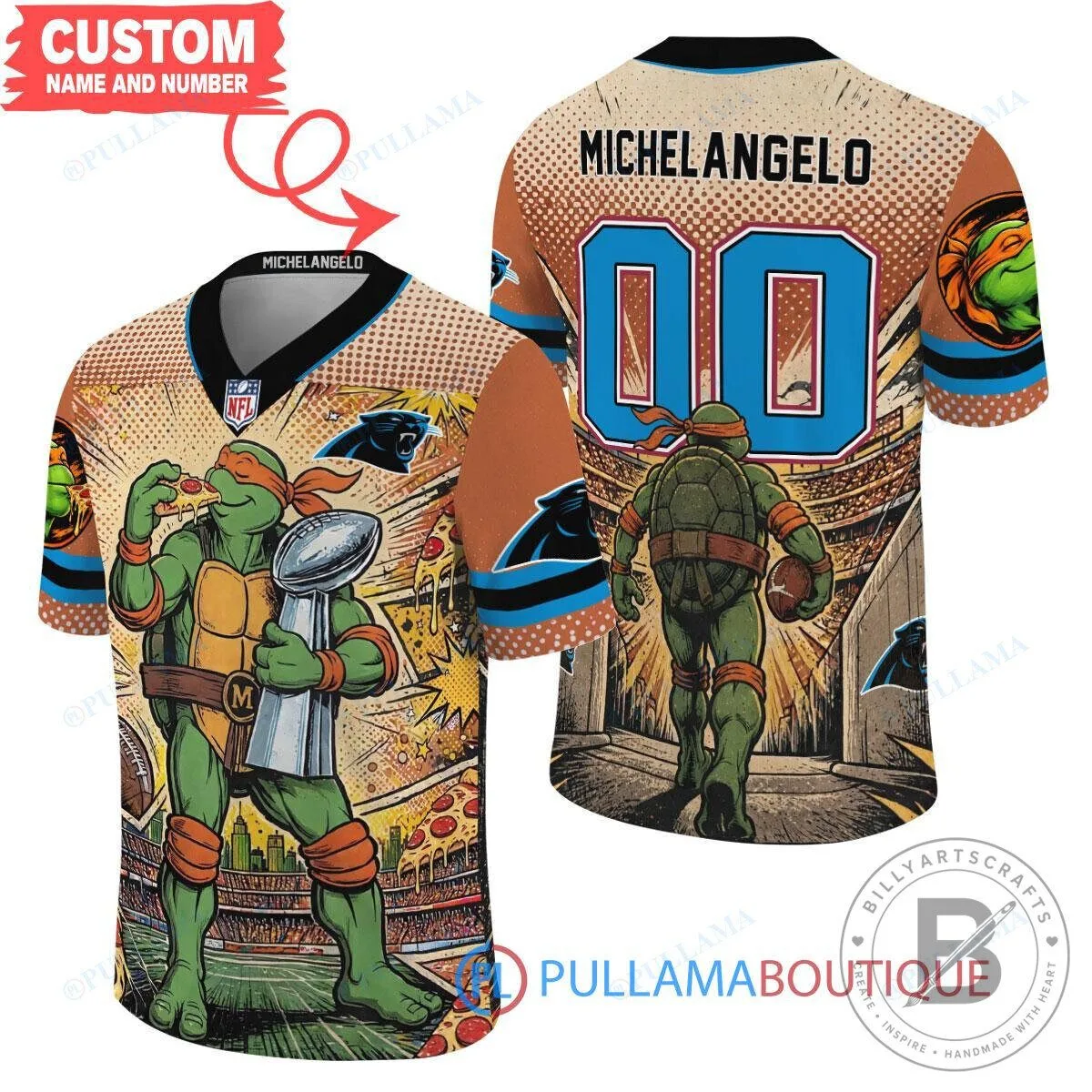 Michelangelo Teenage Mutant Ninja Turtles Carolina Panthers Football Jersey