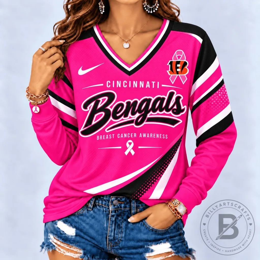 Cincinnati Bengals Breast Cancer Awareness Pink Long Sleeve Jersey Cincinnati Bengals Breast Cancer Awareness Pink Long Sleeve Jersey