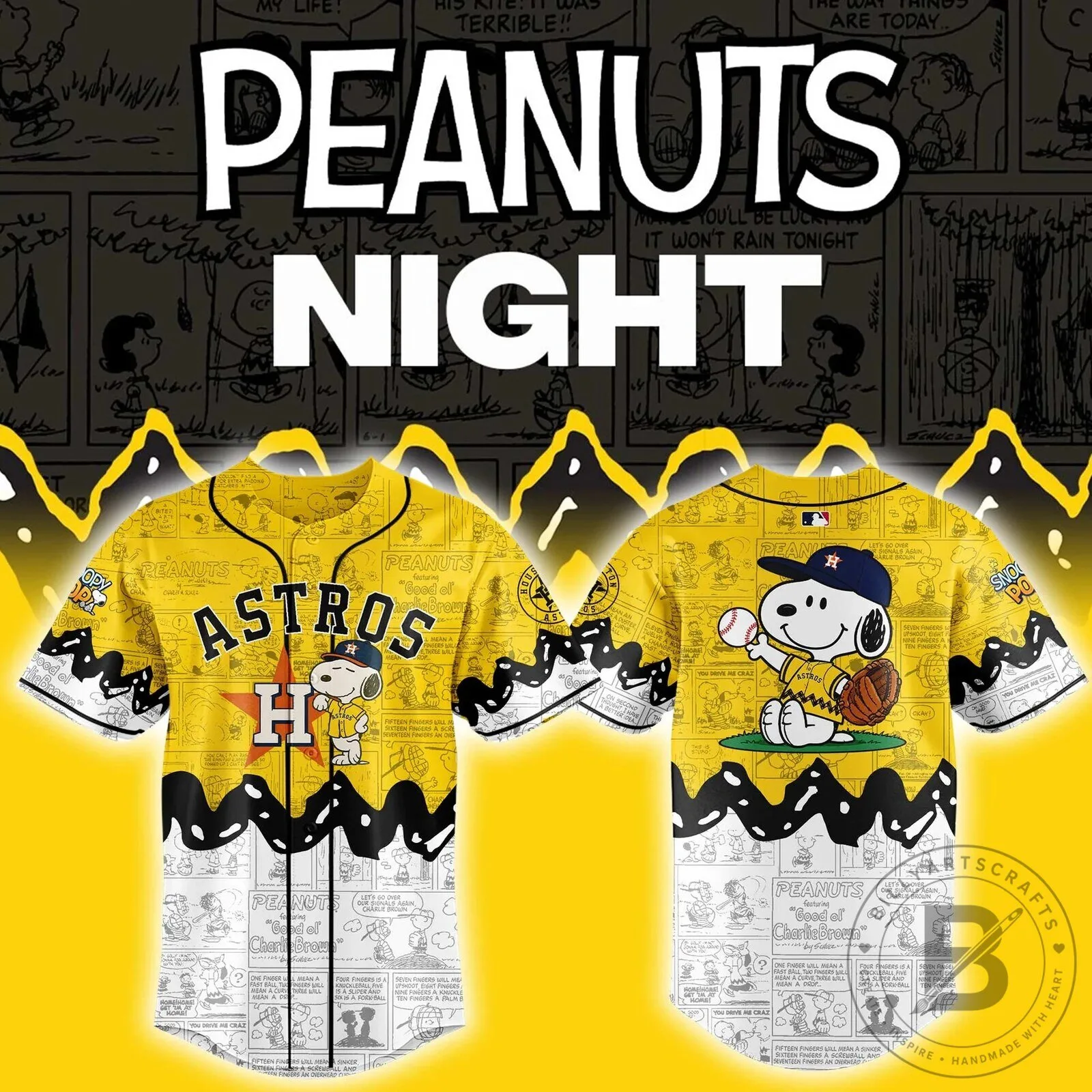 Houston Astros Peanuts Snoopy Baseball Comic Strip Jersey