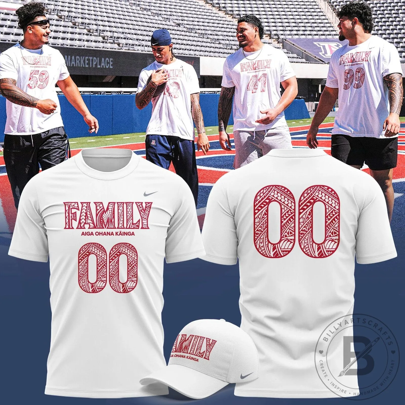 Arizona Football Polynesian Heritage Game Family White T-Shirt