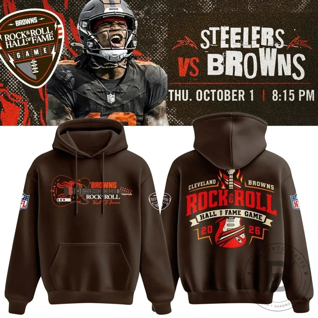 Cleveland Browns Rock And Roll Hall Of Fame Game 2026 Dawg Pound Hoodie