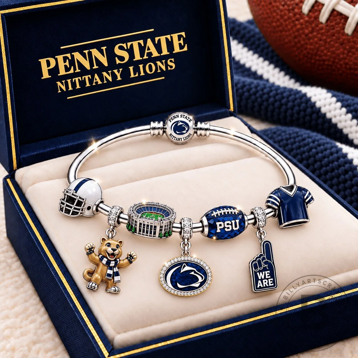 Penn State Nittany Lions Football Charm Bracelet