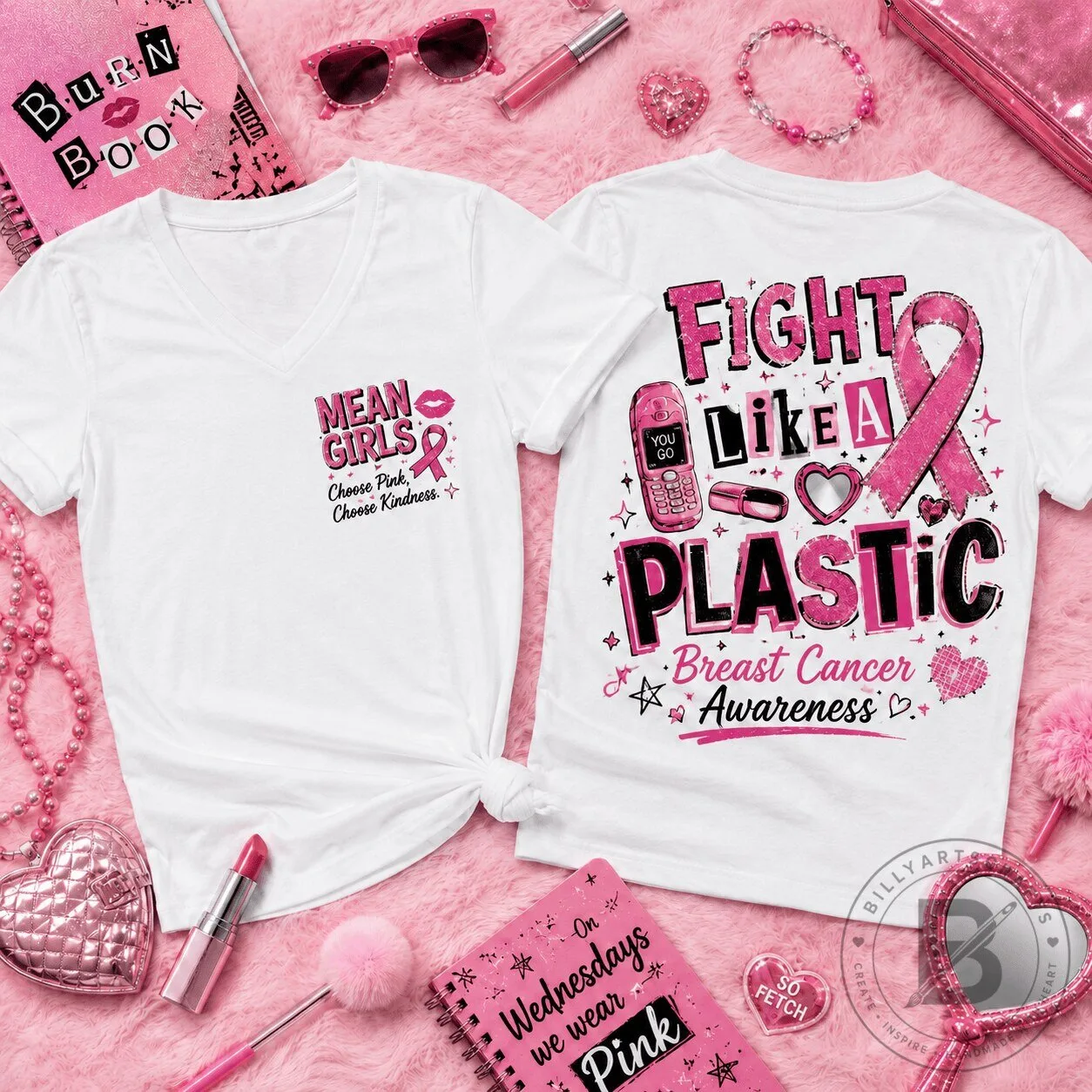 Plastic Breast Cancer Awareness T-Shirt: Mean Girls Fight Like a Boss 1 Plastic Breast Cancer Awareness T-Shirt: Mean Girls Fight Like a Boss