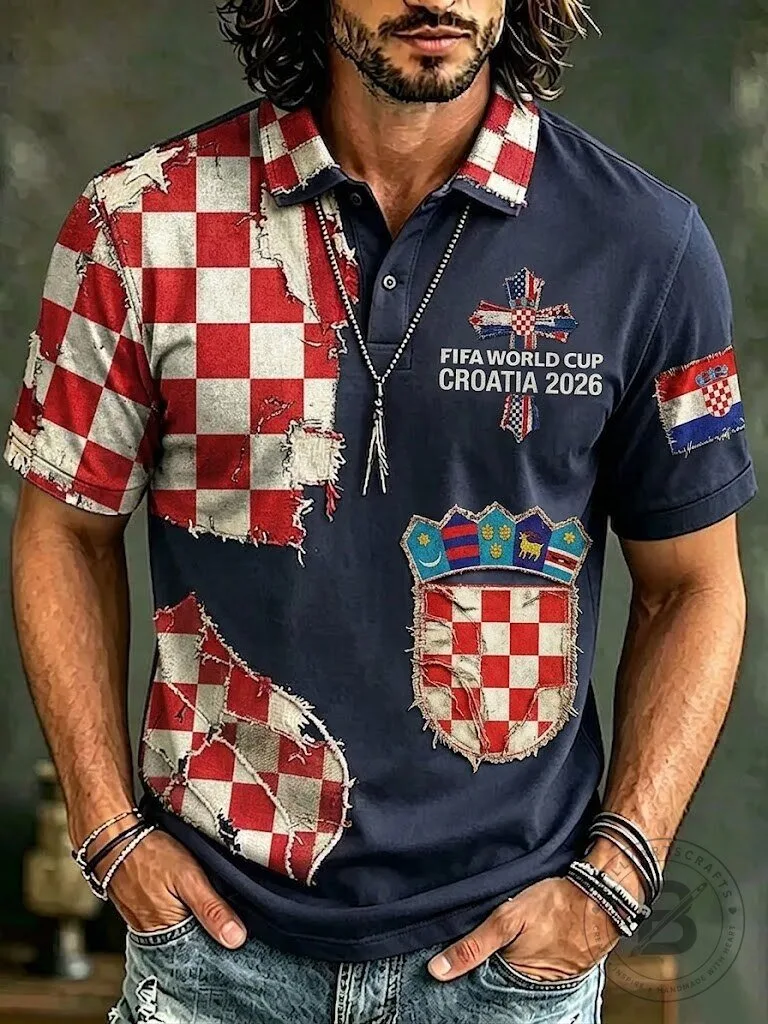 Croatia FIFA World Cup 2026 Football Fan Polo Shirt for Men