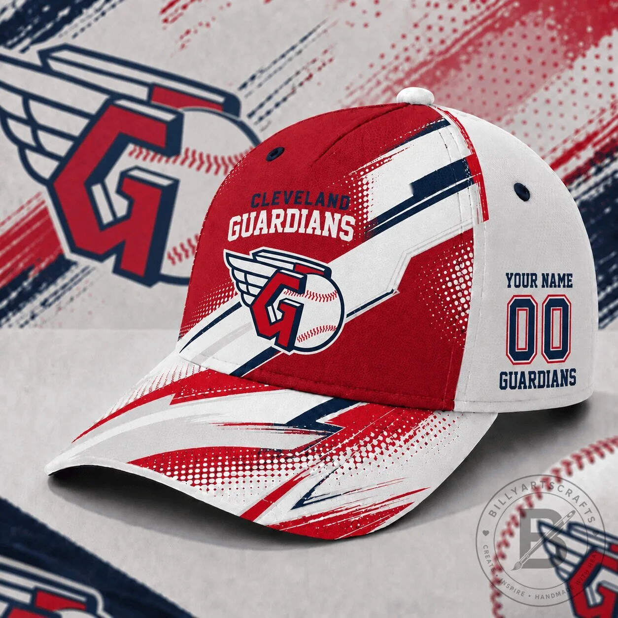 Cleveland Guardians Baseball Team Custom Name And Number Cap Hat