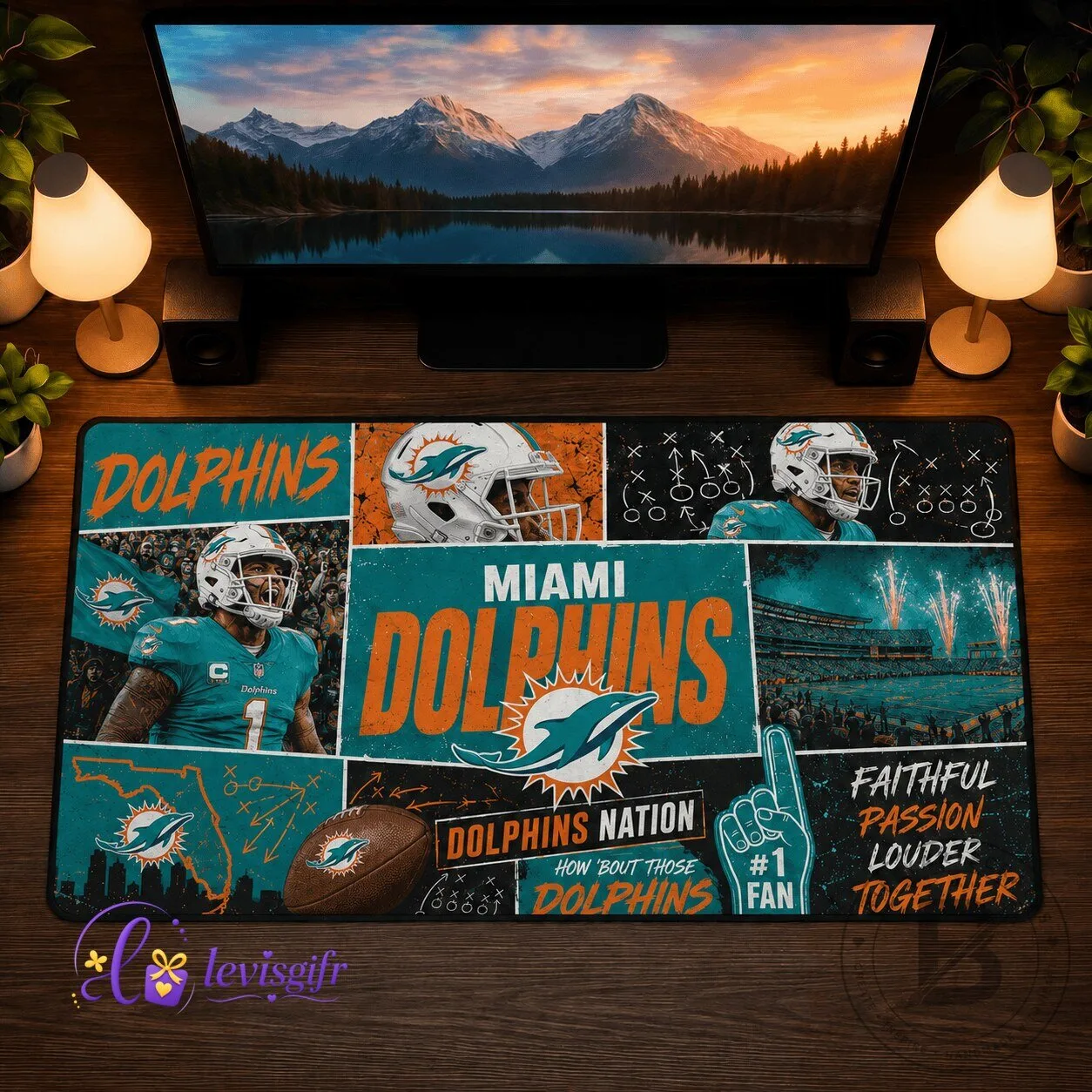 Miami Football Dolphins Nation Fan Art Desk Mat Mouse Pad
