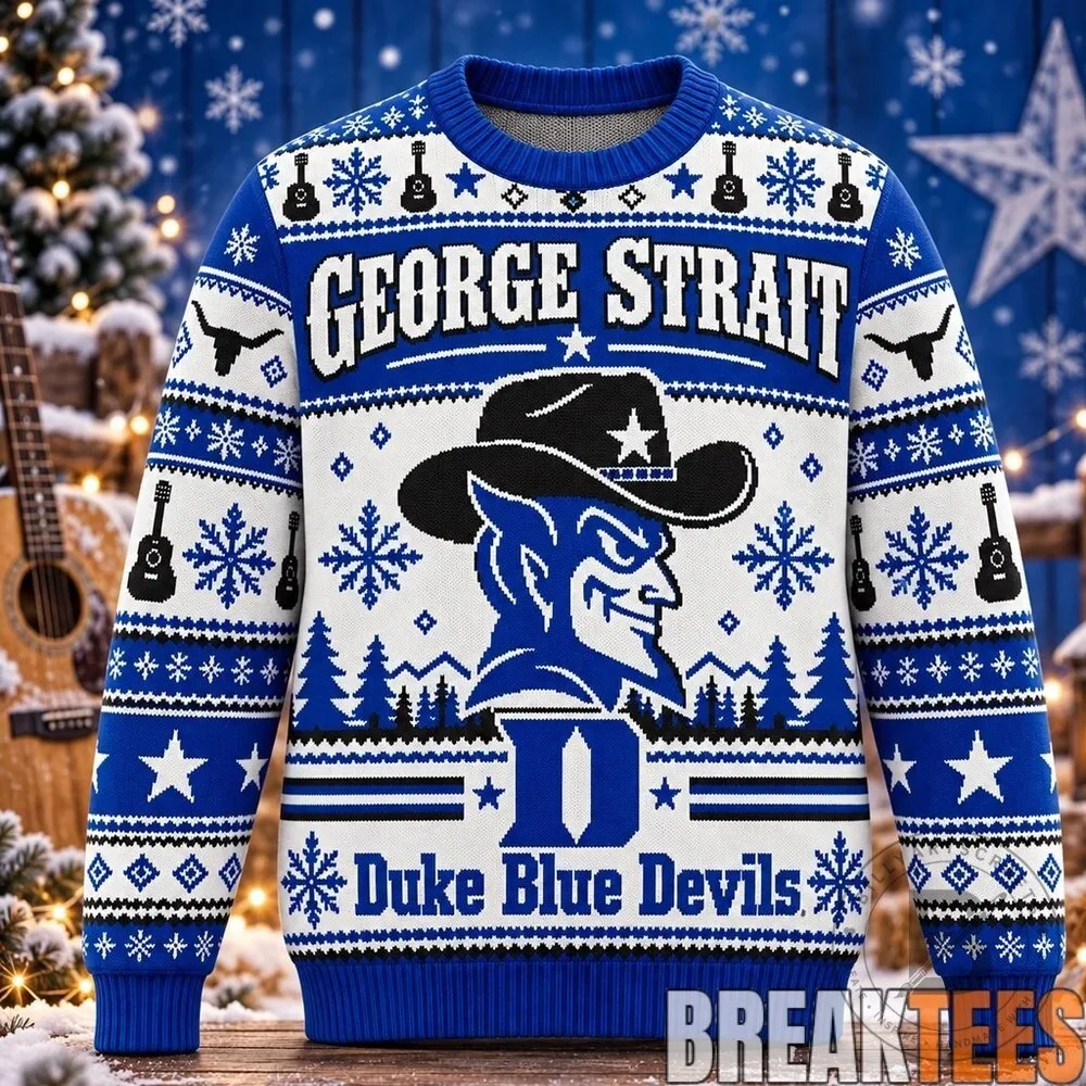 George Strait Duke Blue Devils Football Christmas Ugly Sweater