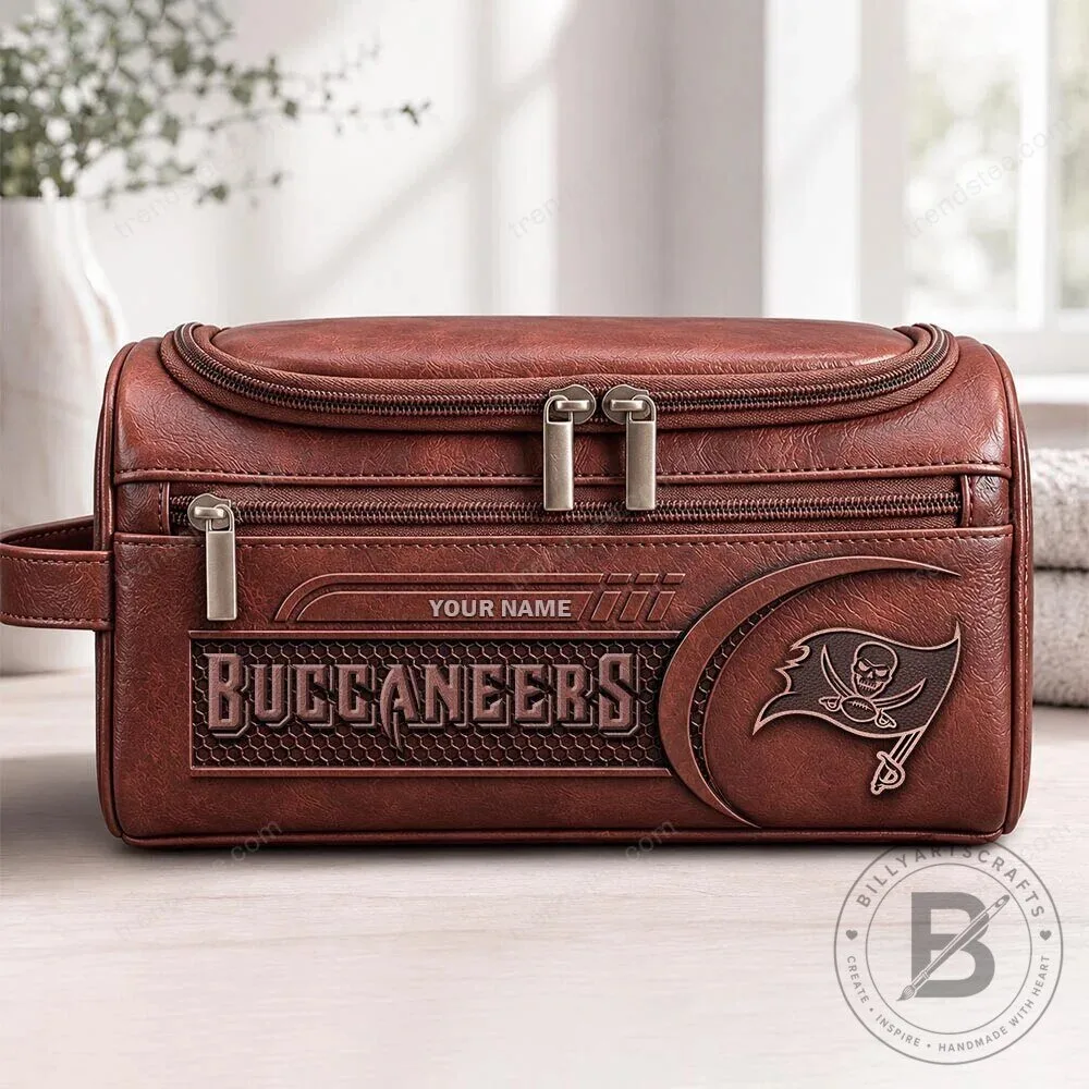 Tampa Bay Buccaneers Personalized Leather Toiletry Bag