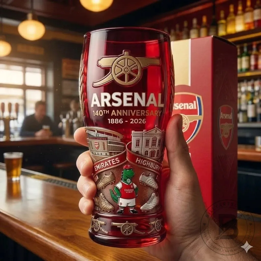 Commemorative Drinking Glass for Arsenal FC's 140th Anniversary 1886-2026