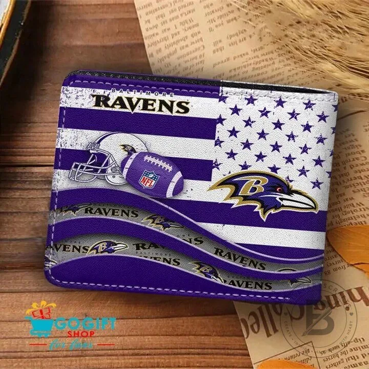 Baltimore Ravens American Flag NFL Football Team Wallet