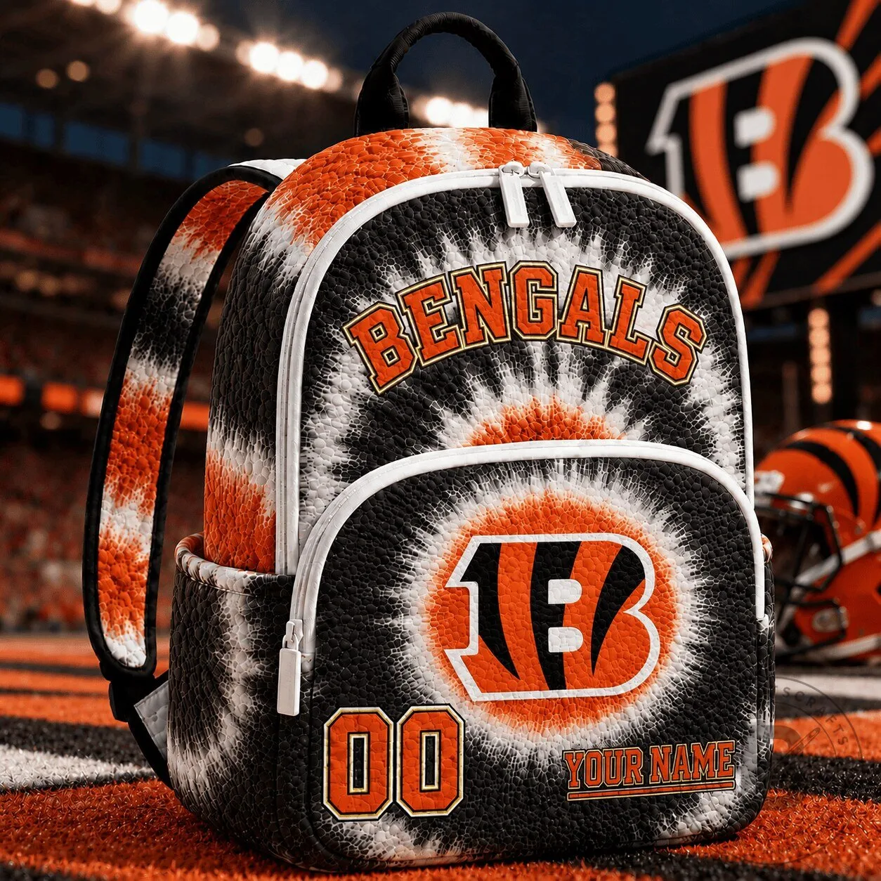 Cincinnati Bengals Tie-Dye Quilted Backpack Custom Name Gifts For Fan
