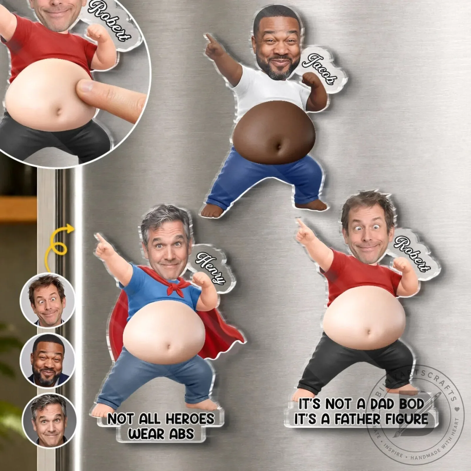 Personalized Funny Dad Bod Hero Acrylic Fridge Magnet Gift