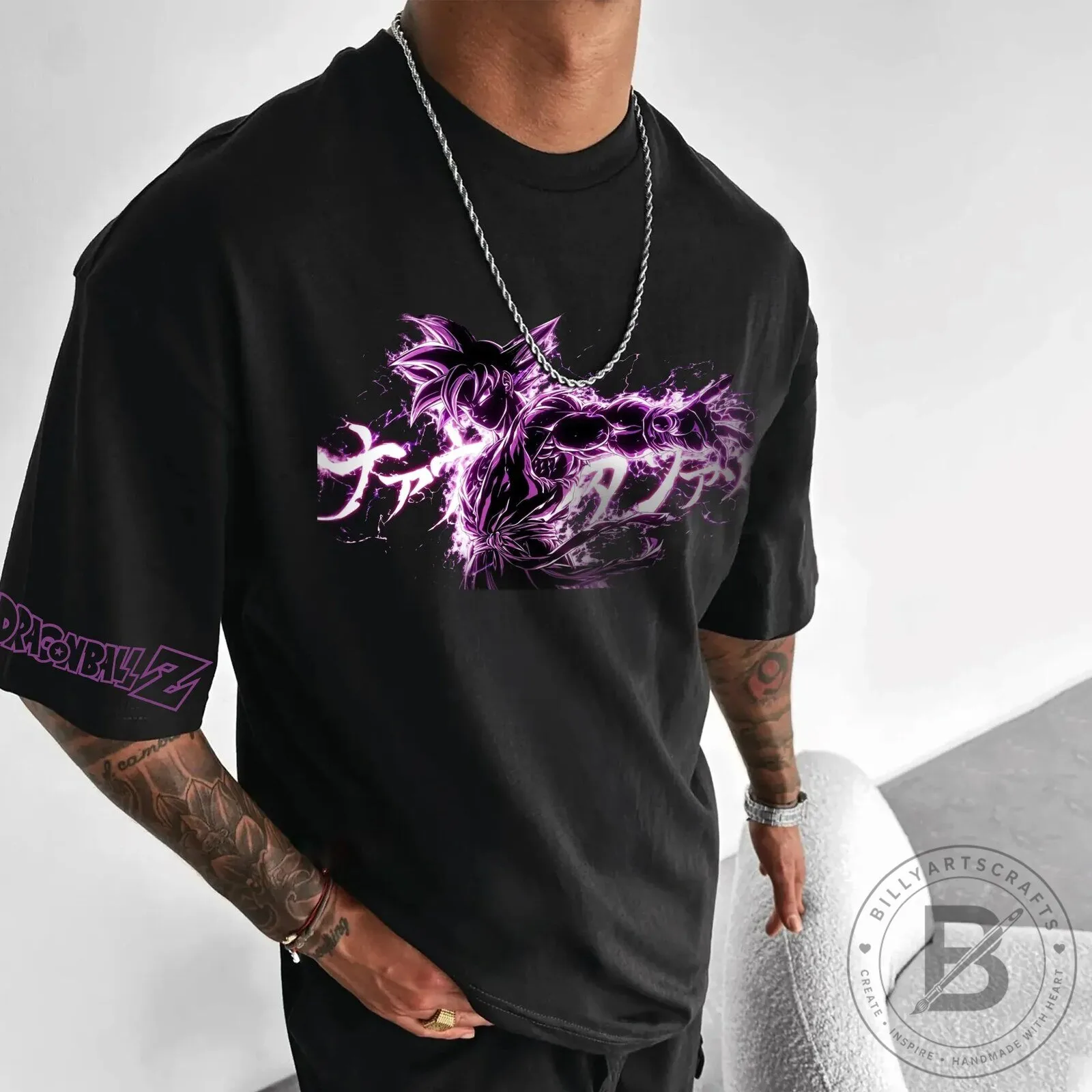 Dragon Ball Z Goku Super Saiyan Purple Aura Graphic Black T-Shirt