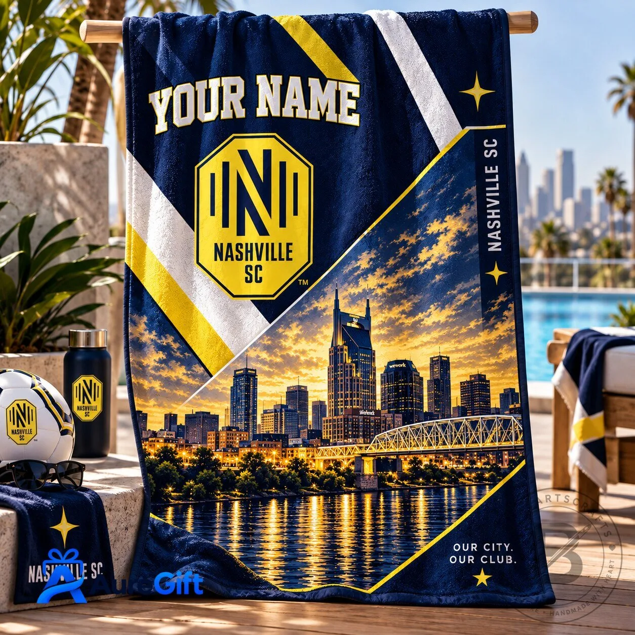Nashville Soccer Club Personalized Beach Towel