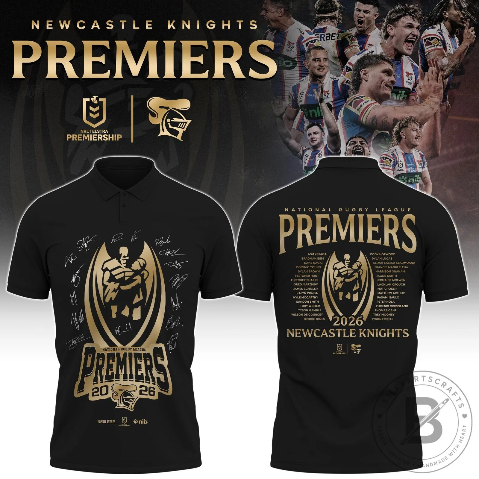 2026 Premiership Polo Shirt for Newcastle Knights - National Rugby League
